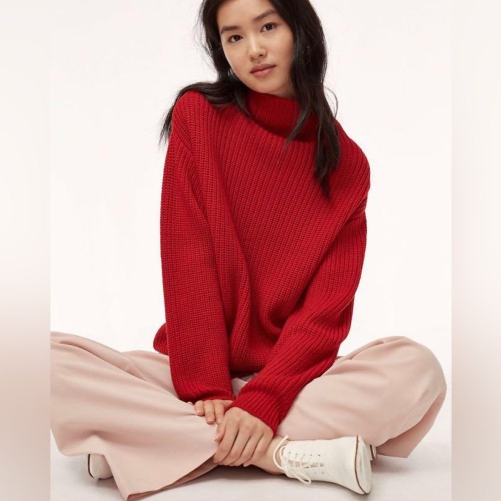 Aritzia Wilfred Montpellier Red Wool Knit Turtleneck Sweater New Size XS